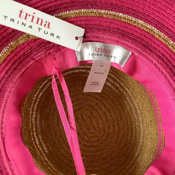 Trina Turk Tuscany Straw Sun Hat Natural Pink OS main image 4